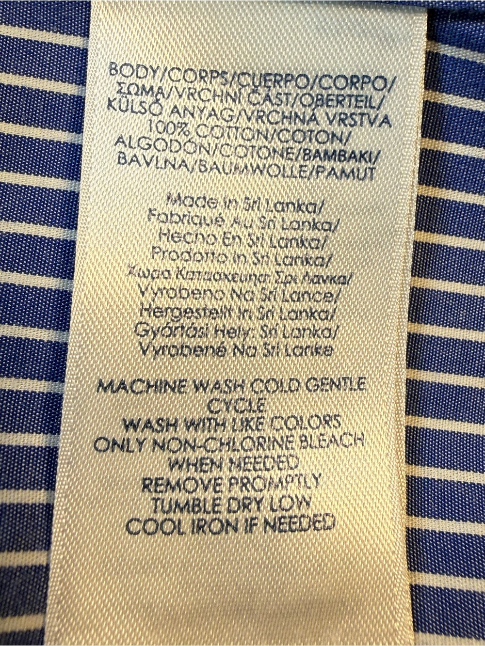 Chaps No Iron Blue & White Stripe Button Front Shirt Women's Large Cotton Preppy - Picture 10 of 11